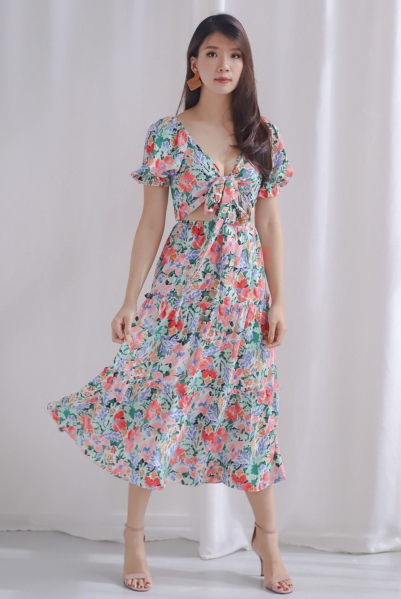 TDC Eureka Multiway Puffy Sleeve Dress In Spring