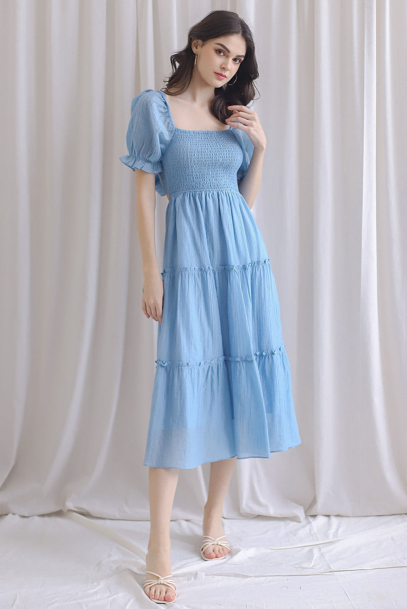 TDC Eureka Multi Way Textured Dress In Skyblue