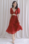 TDC Eureka Multi Way Textured Dress In Rust Red
