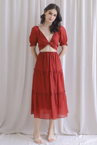 TDC Eureka Multi Way Textured Dress In Rust Red