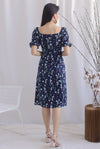 TDC Noelle Zip Slit Midi Dress In Navy Floral