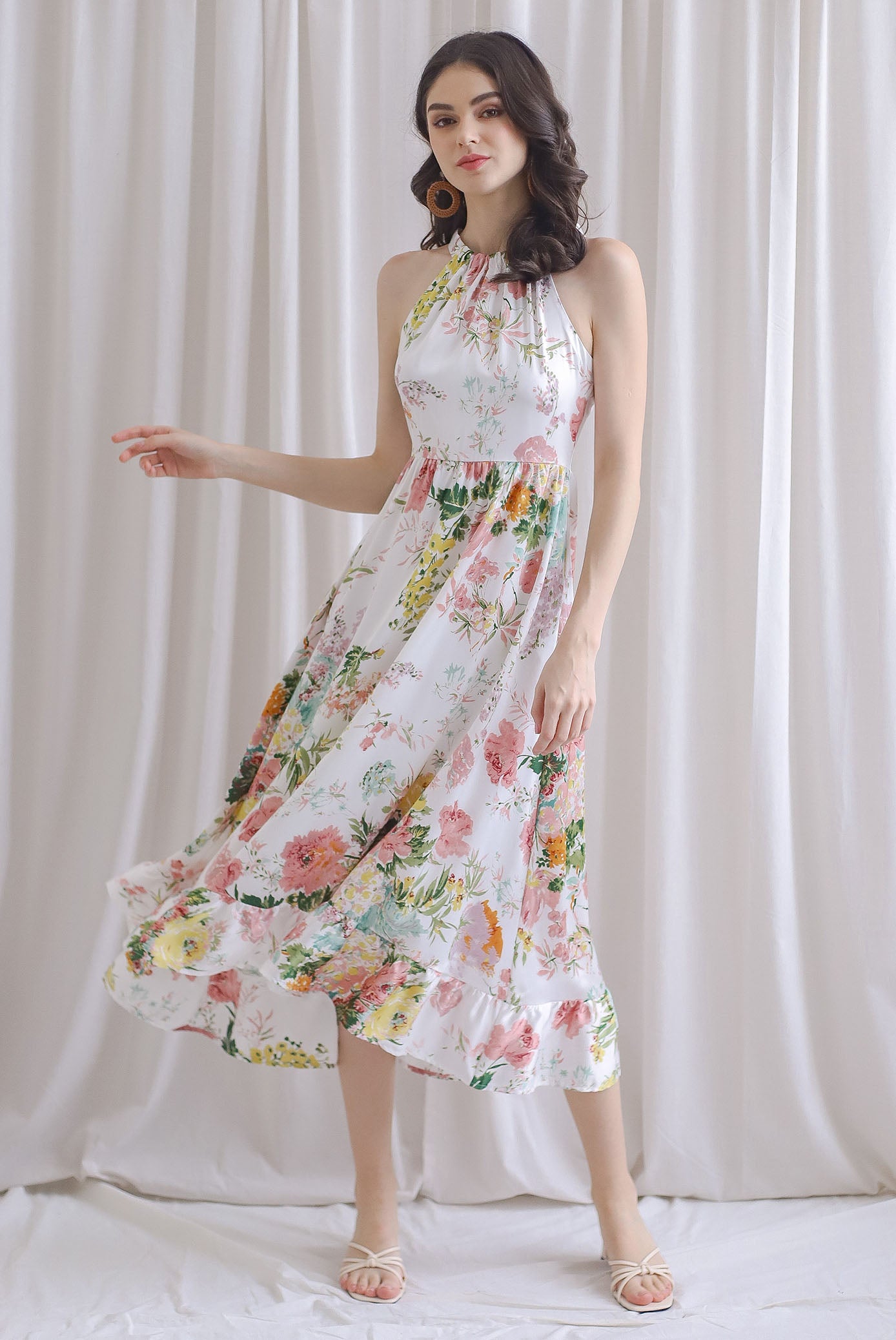 halter fishtail dress TDC Rosabella Halter Fishtail Dress In White