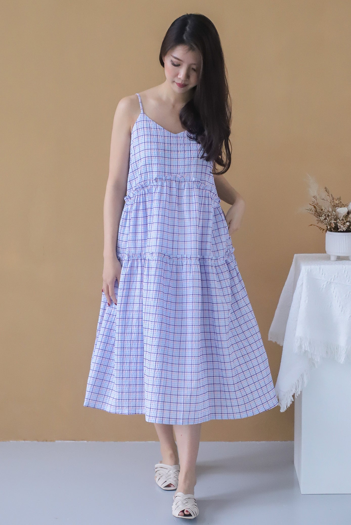 TDC Shanelle Plaids Tiered Dress