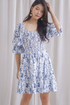 TDC Yumi Tiered Puffy Sleeve Dress In Porcelain