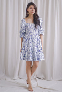 TDC Yumi Tiered Puffy Sleeve Dress In Porcelain