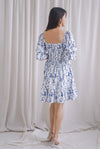TDC Yumi Tiered Puffy Sleeve Dress In Porcelain