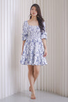 TDC Yumi Tiered Puffy Sleeve Dress In Porcelain