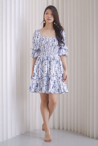 TDC Yumi Tiered Puffy Sleeve Dress In Porcelain