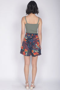 TDC Alcee Leafy Shorts In Navy Blue