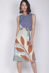 *Exclusive Print* TDC Christella Leafy Abstract Slit Dress In Earth
