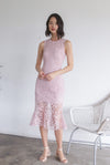 *Premium* TDC Greisy Crochet Removable Oriental Collar Dress In Blush