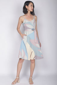 TDC Lettie Leafy Abstract Flare Dress In Pastel