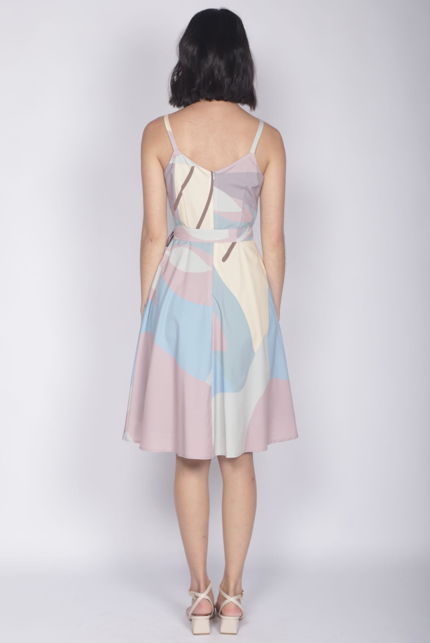 TDC Lettie Leafy Abstract Flare Dress In Pastel