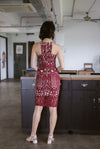 *Premium* TDC Paislee Crochet Cut In Back Dress In Wine Red