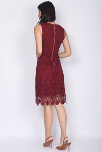 Tayler Crochet Dress In Wine Red