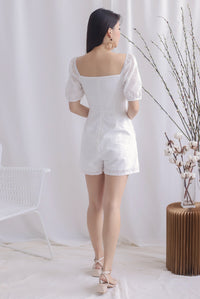 Thelia Eyelet Puffy Sleeve Romper In White