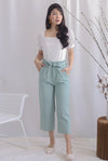 Tiago Paperbag Denim Culottes In Seafoam