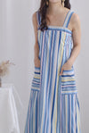 Wilda Pockets Stripes Dress In Blue